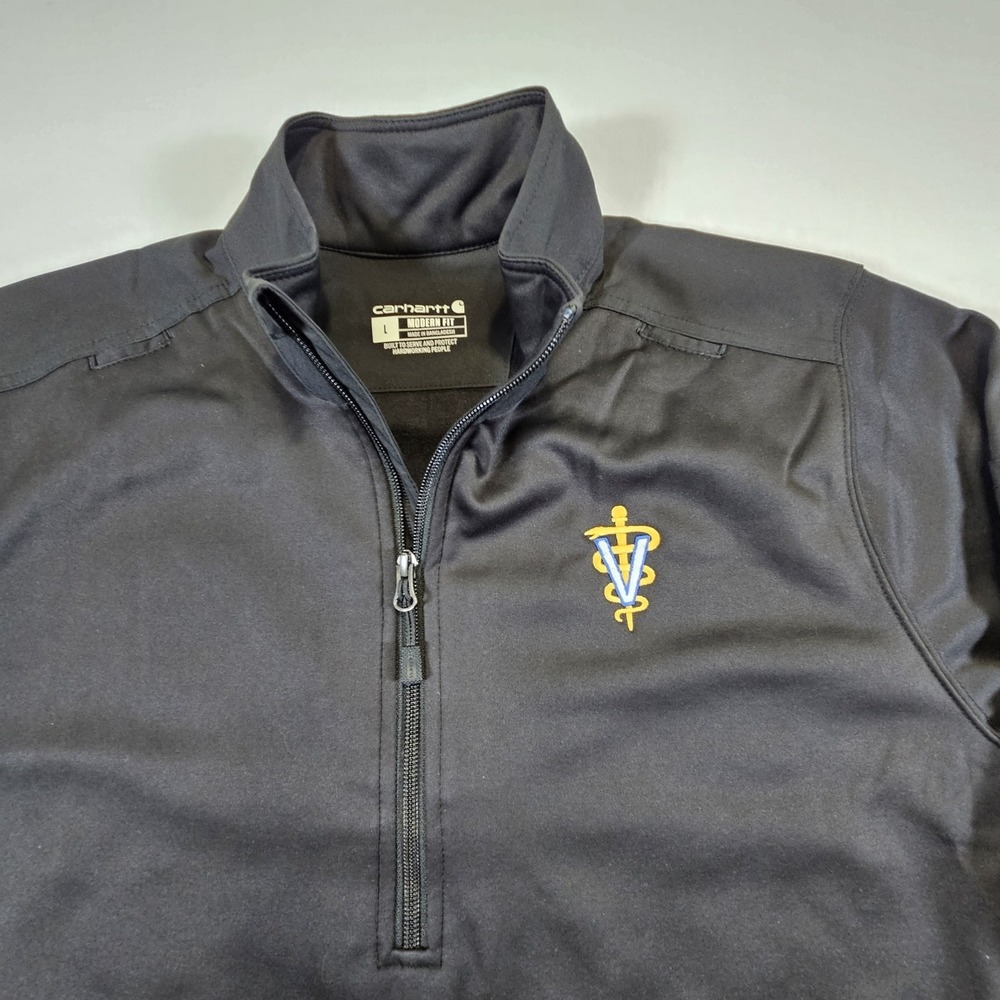 Carhartt Jacket Mens Large Black Veterinarian Logo Rugged Scrub Half Zip‎ - Picture 4 of 14